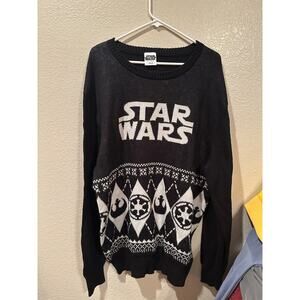 NWOT Disney Lucas Star Wars Ugly Christmas Sweater Thick Knit Black and White XL